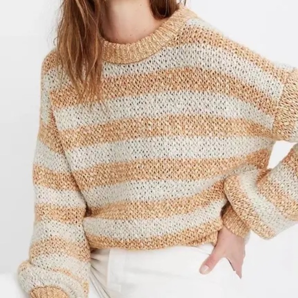 Madewell baez striped crewneck sweater striped Size Medium - Picture 1 of 6